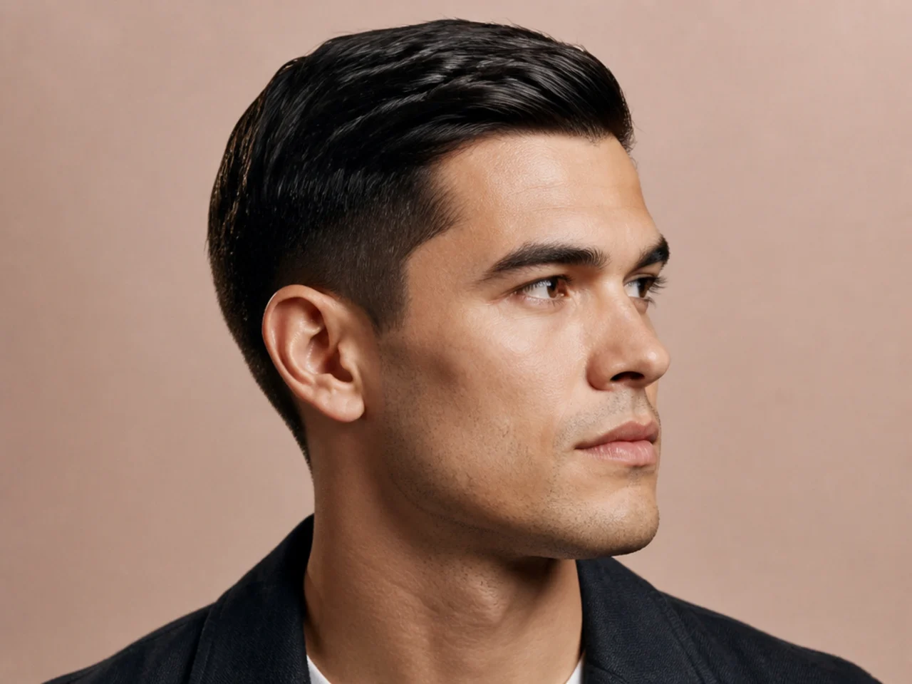 Ivy League cut on a man with a clean side part and scissor-tapered sides