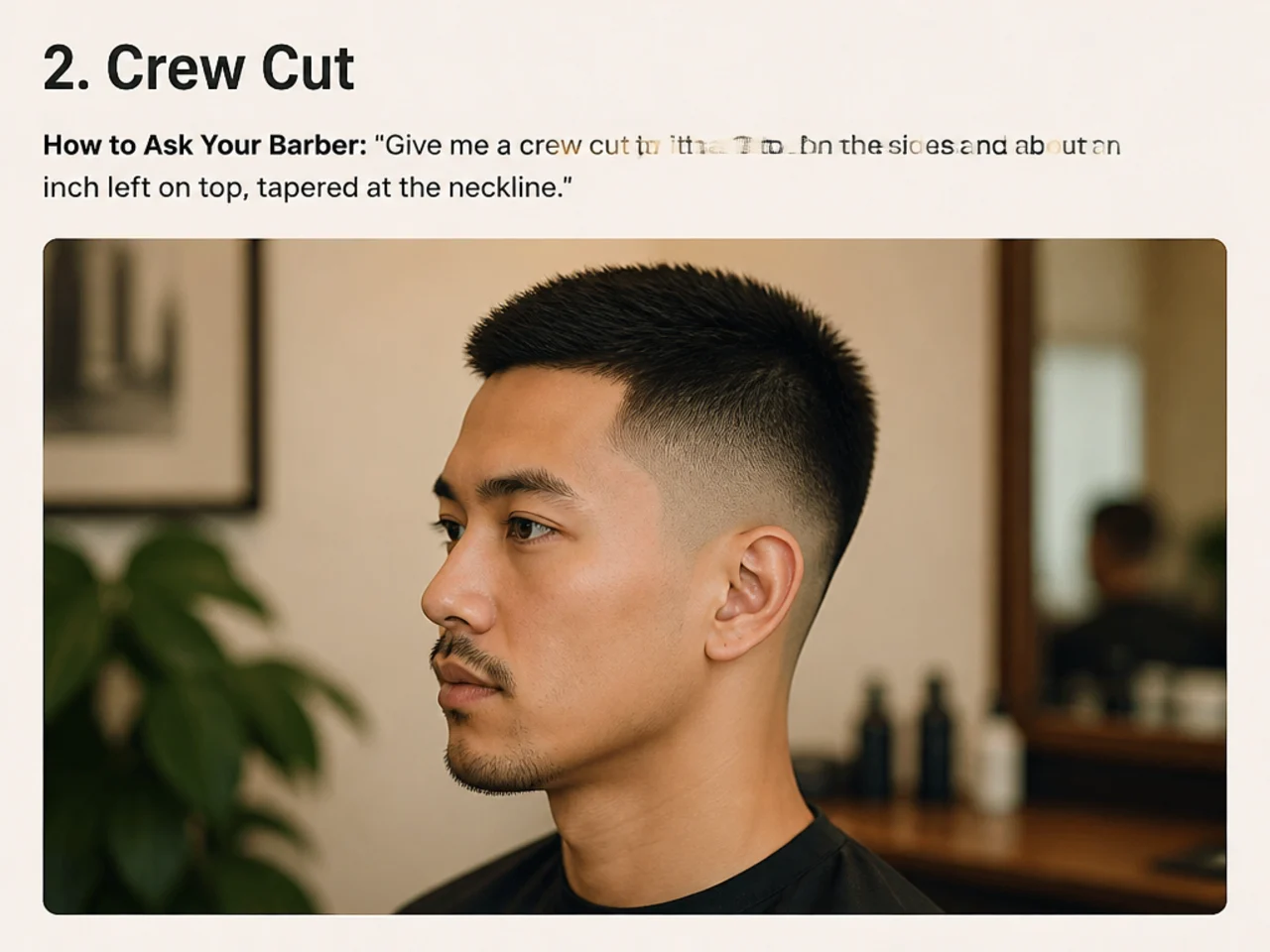 Barber consulting with a client about a classic short haircut in a modern barbershop