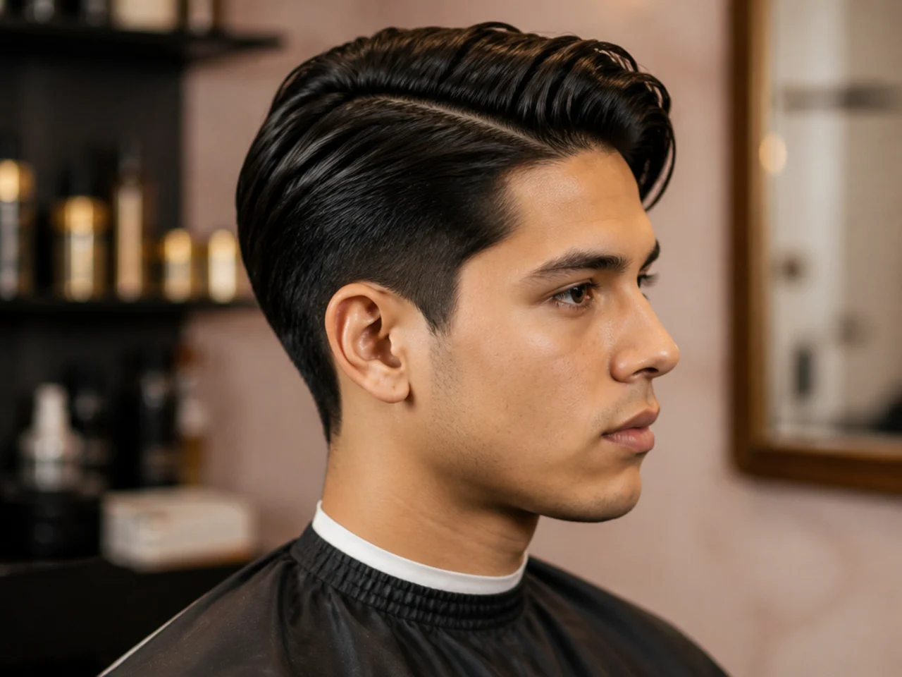 Product lineup for styling a classic side part including light-hold pomade and fine-tooth comb