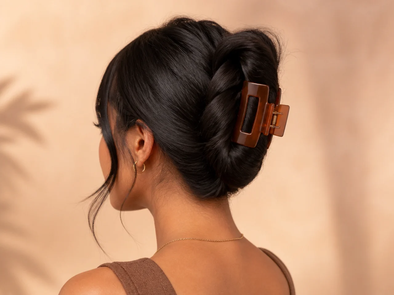 Rope-twisted hair coiled into a bun