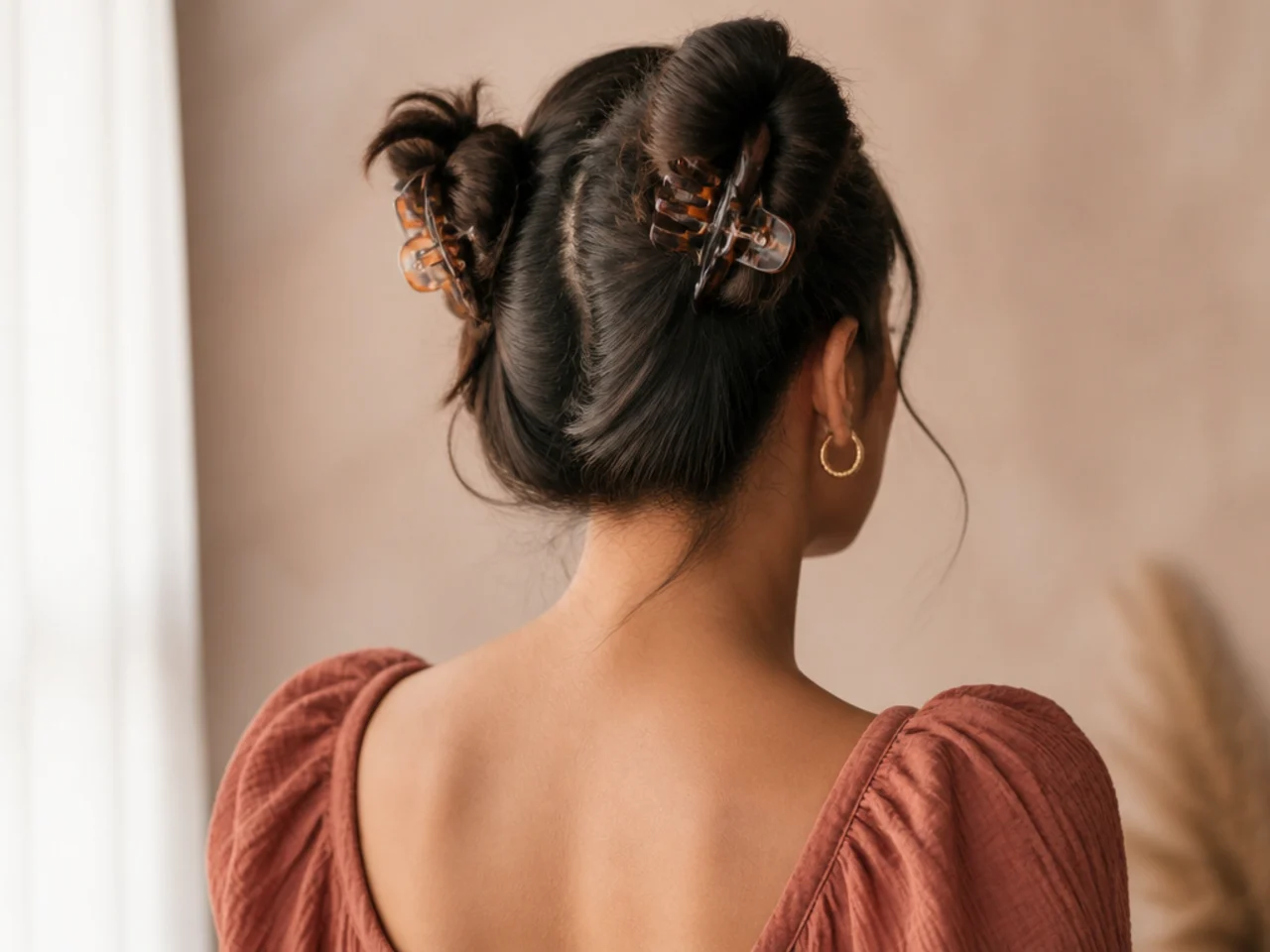 Two small claw clip buns