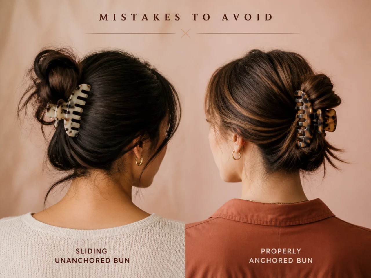 A sliding unanchored bun beside a properly anchored one