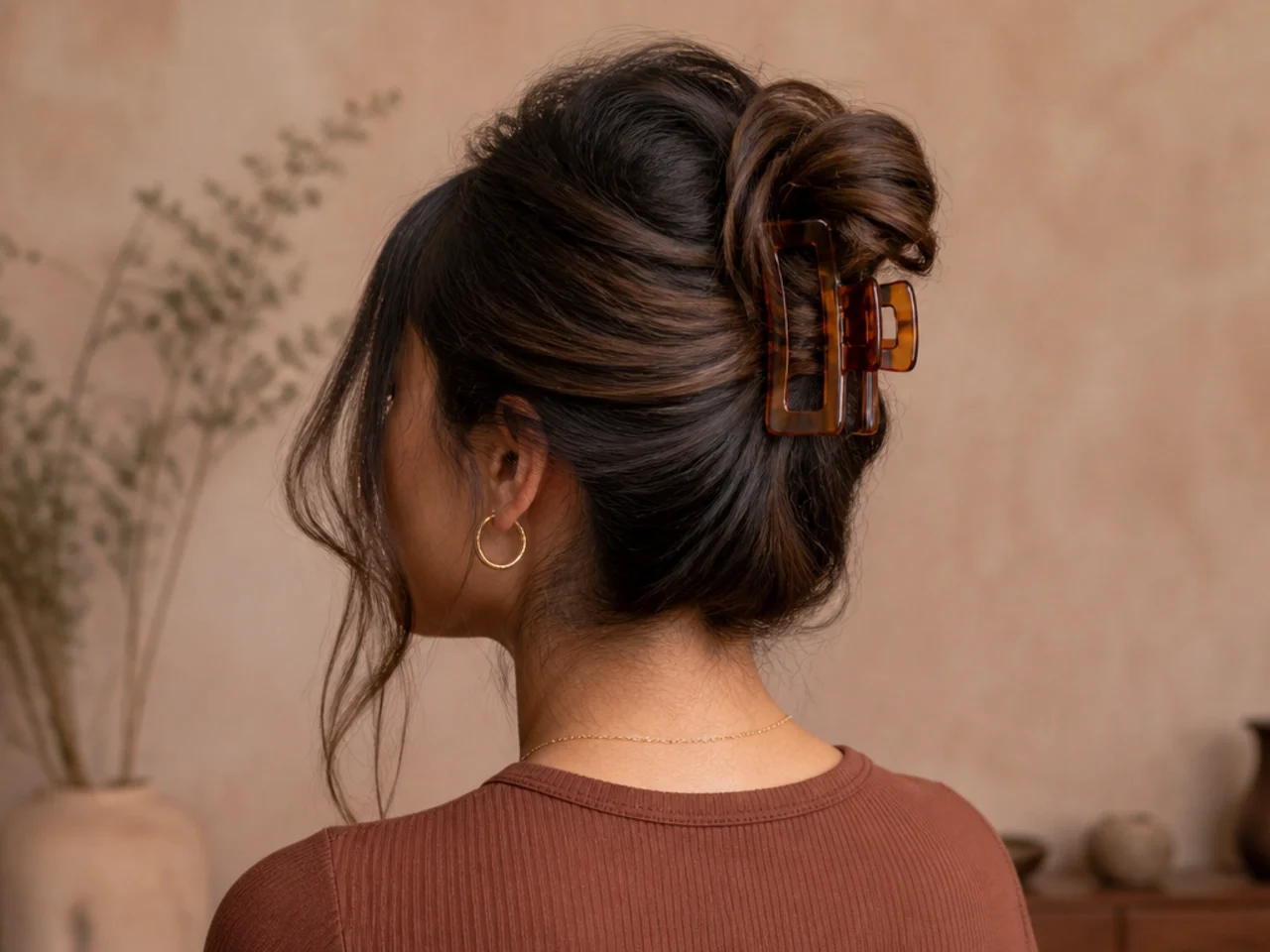 A clipped bun with height at the crown