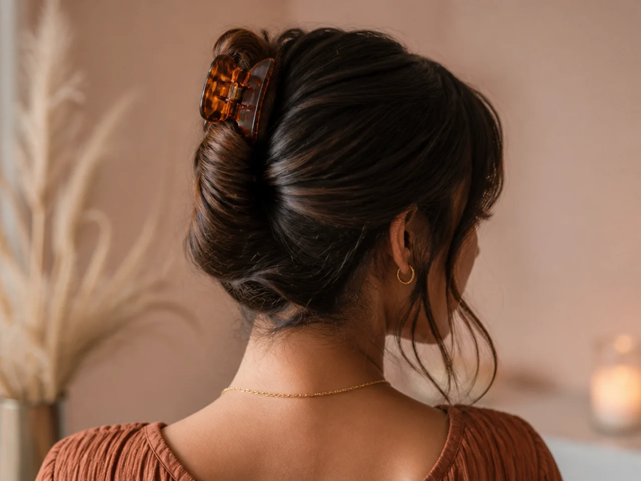A loose overnight twist held with a clip