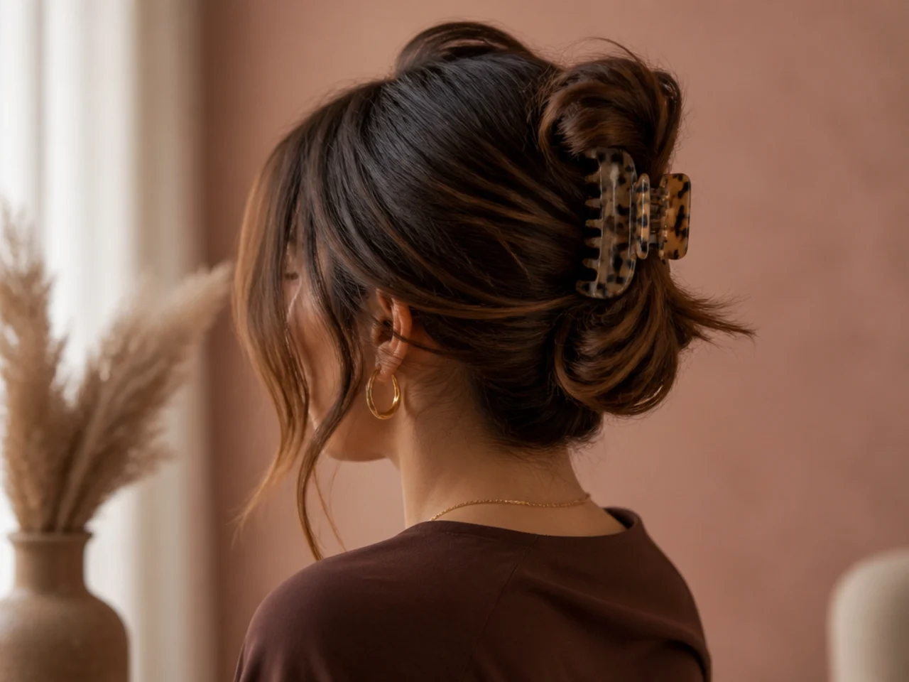 A clipped bun with face-framing pieces released