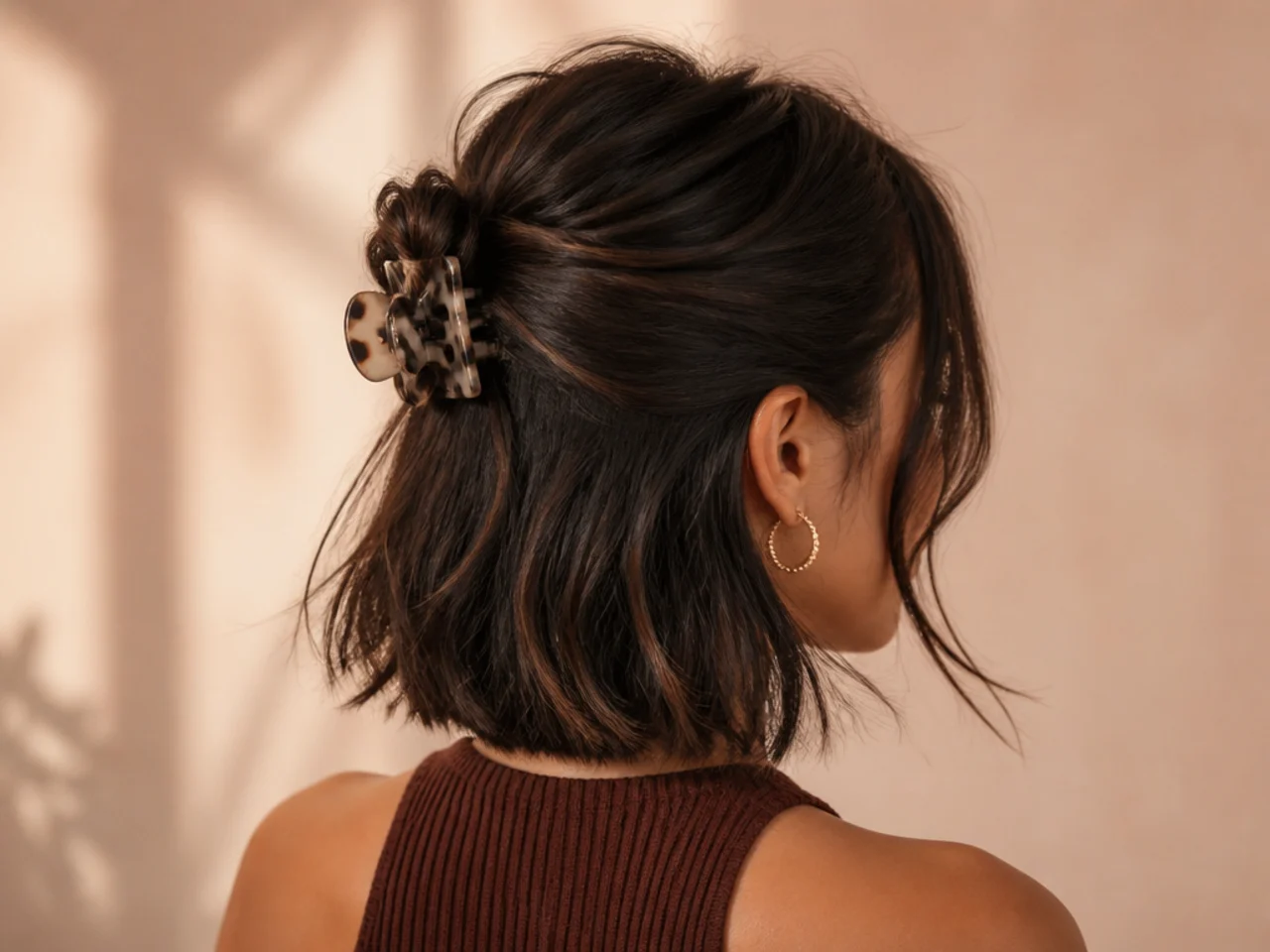 A long bob worn half up with a clip