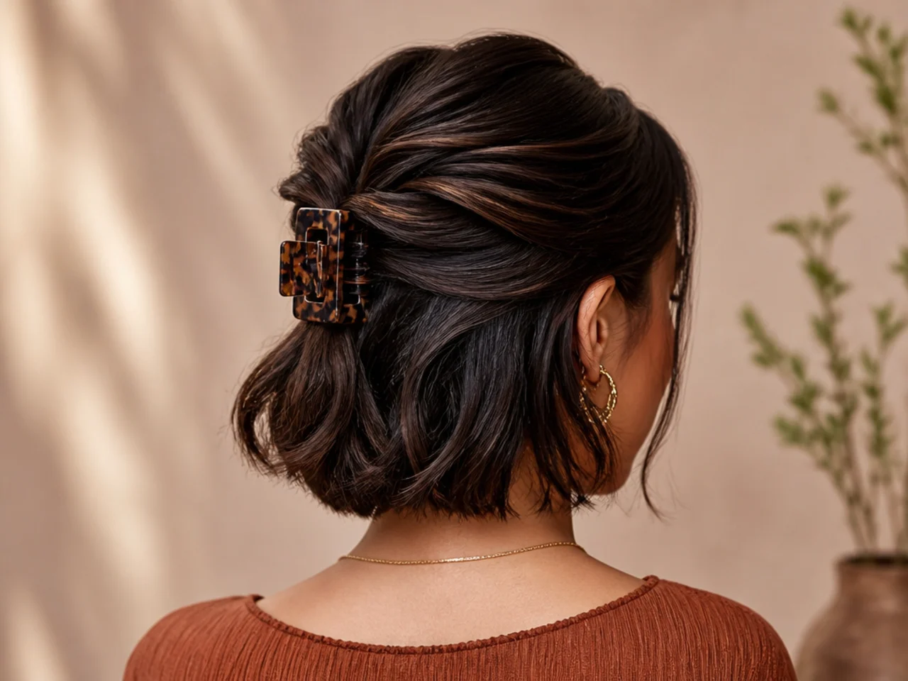 Two front sections clipped back on short hair