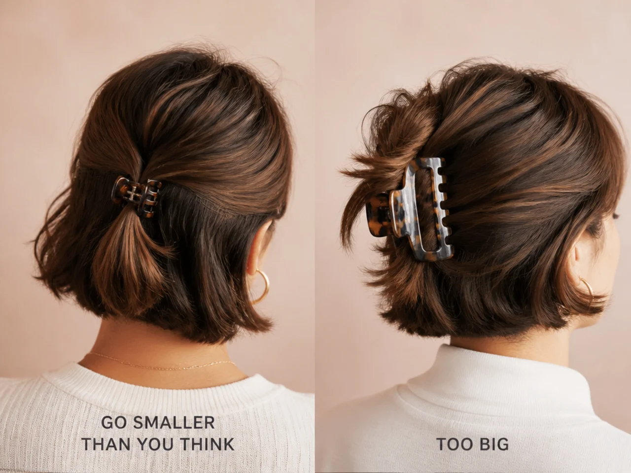 A small clip correctly filled beside an oversized one on a bob