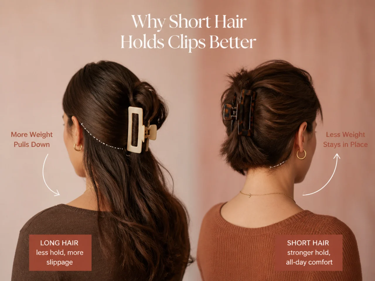 Weight pulling on a long-hair clip compared with a short one