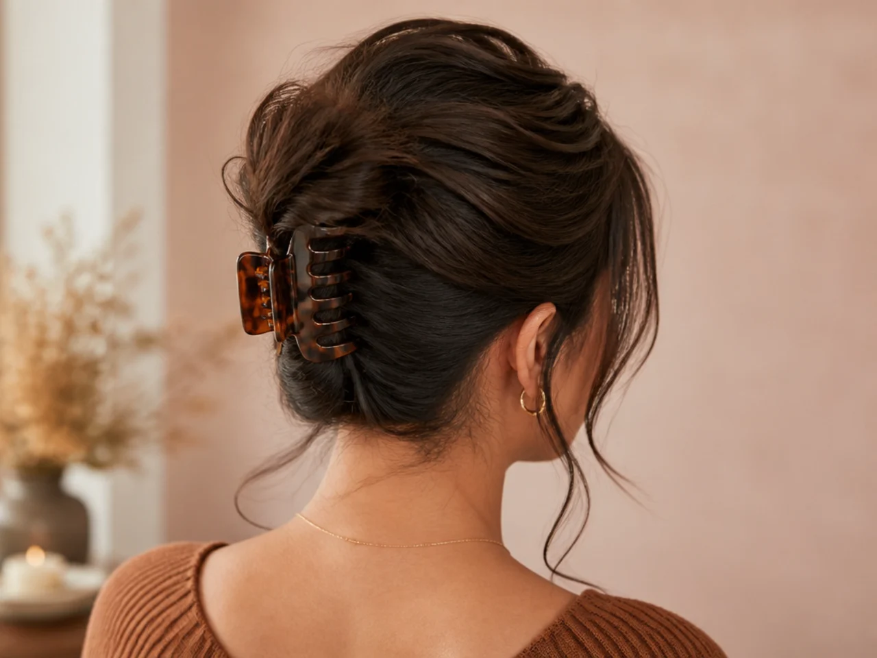 A crown pouf secured underneath with a clip