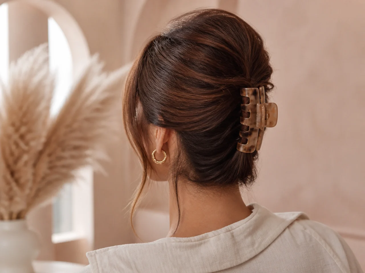 A backcombed crown above a clipped section