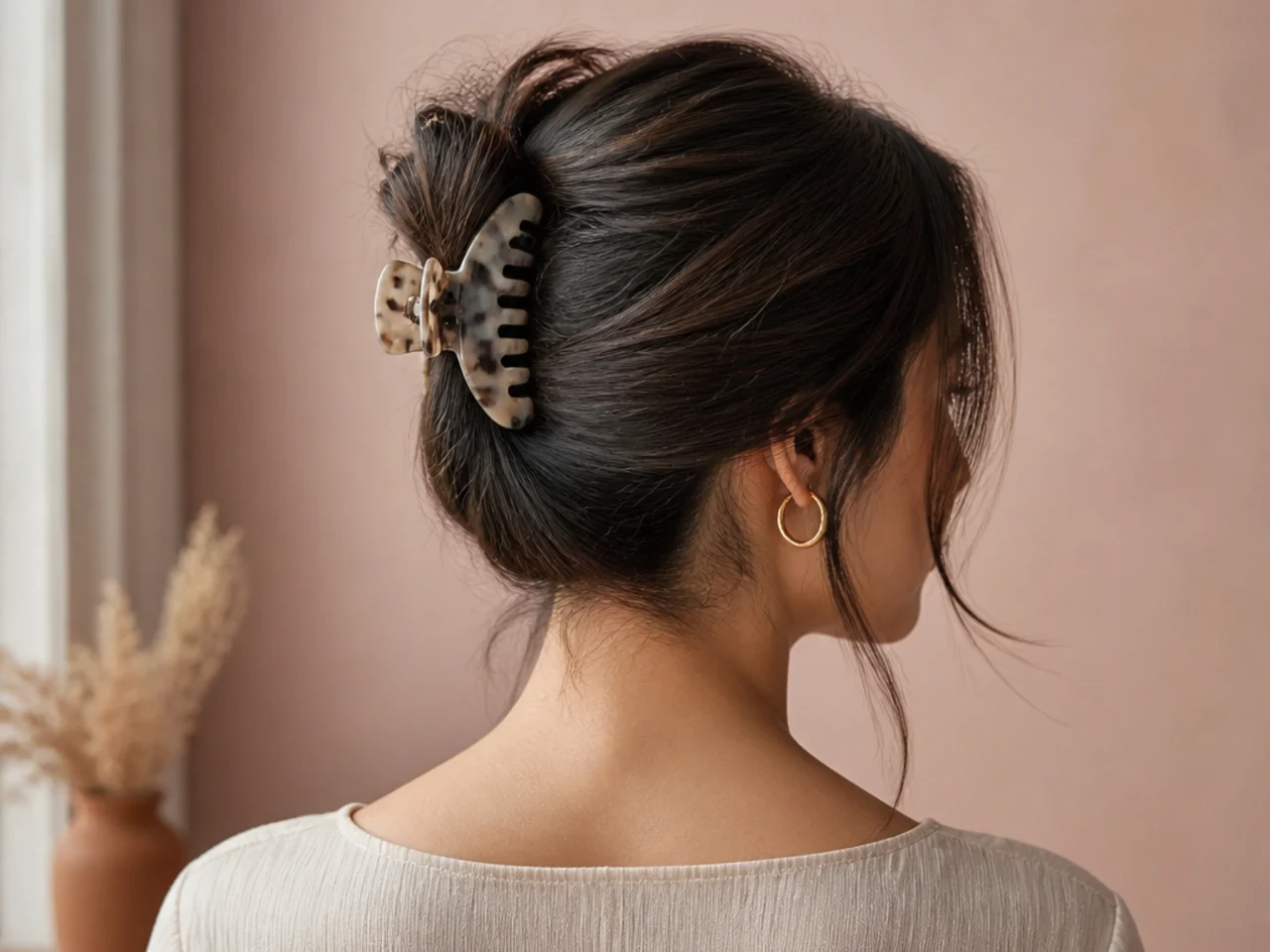 Three-quarter view of a finished fine-hair clip style