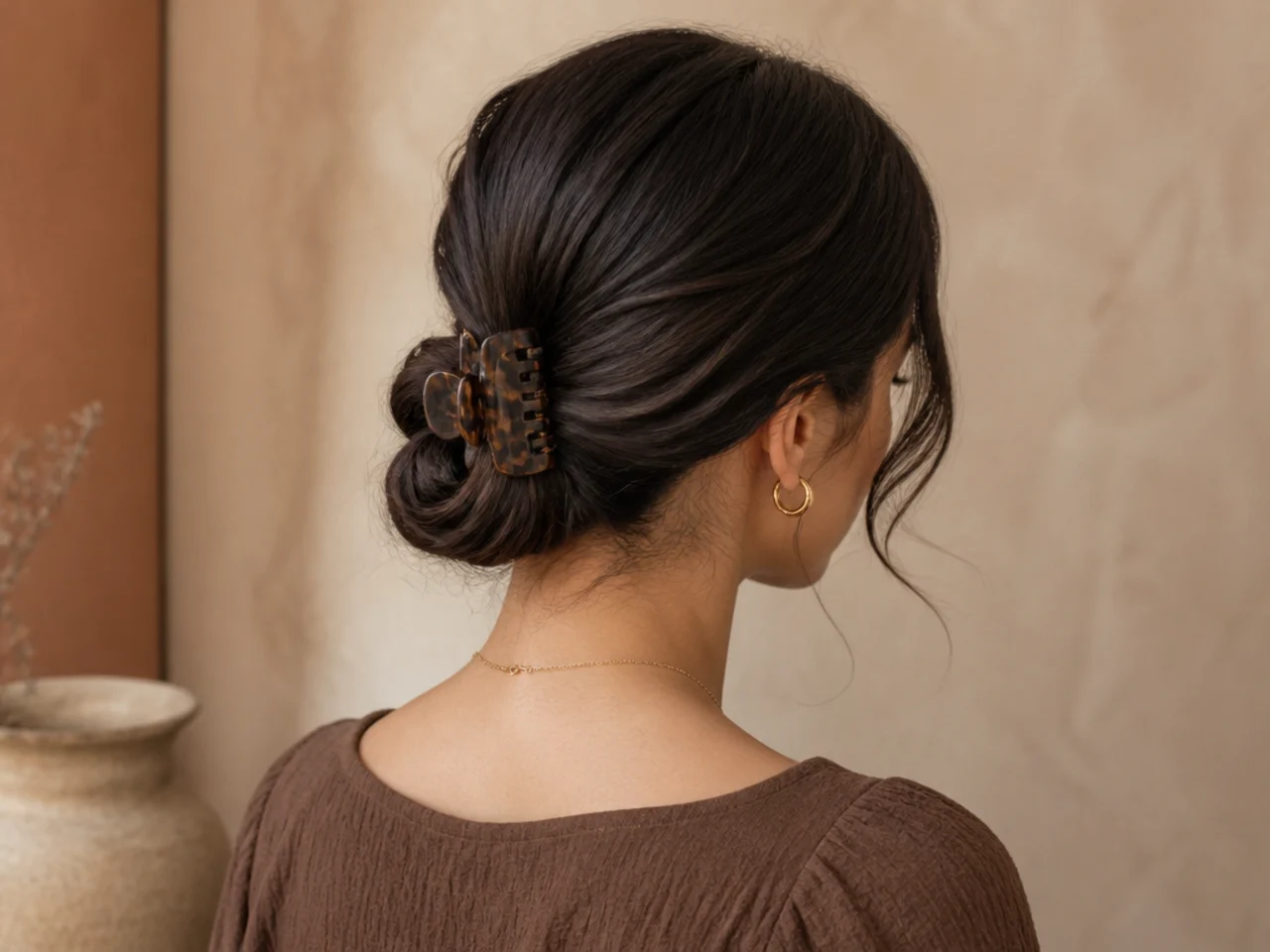 A low clipped chignon