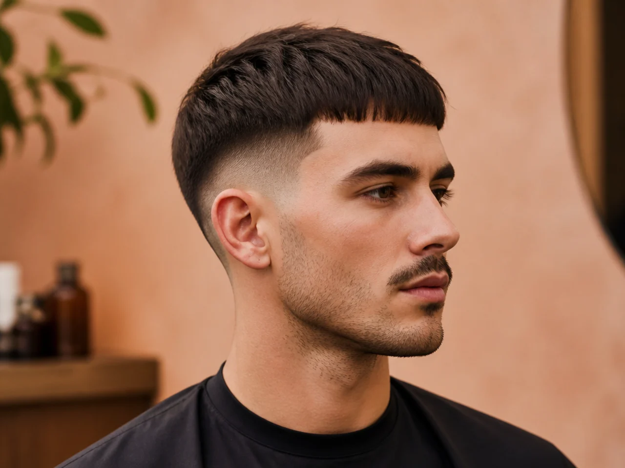 Capsule crop clean haircut under one inch on top with matte finish and clean neckline