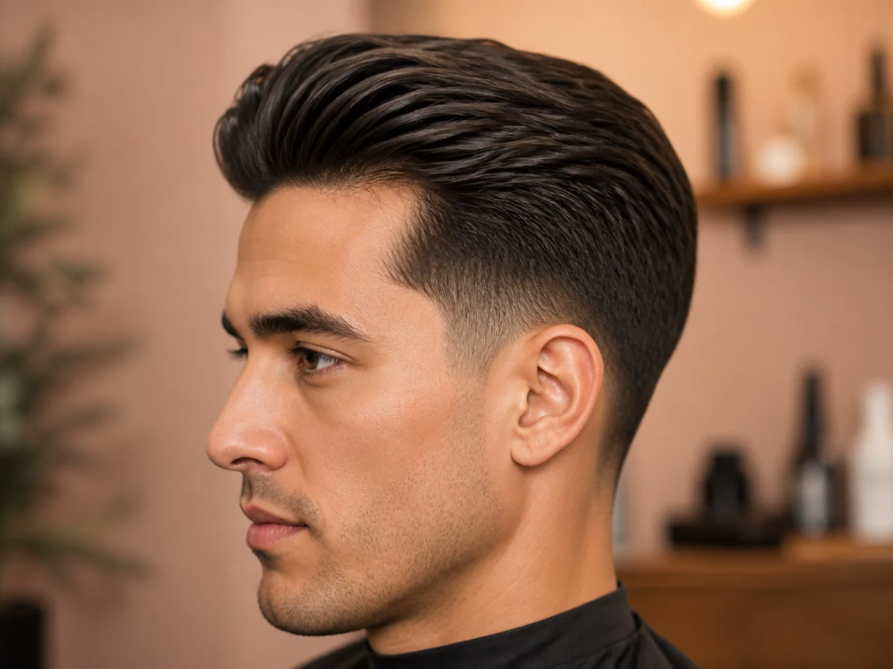 Classic taper clean haircut with scissor-blended sides, medium top, natural perimeter, no fade