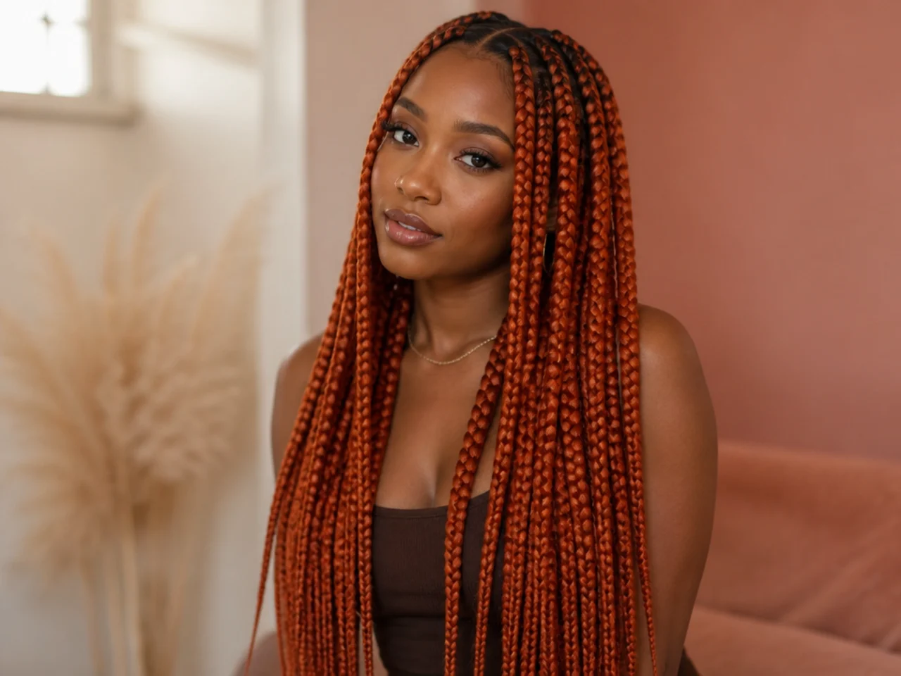 Copper large knotless braids