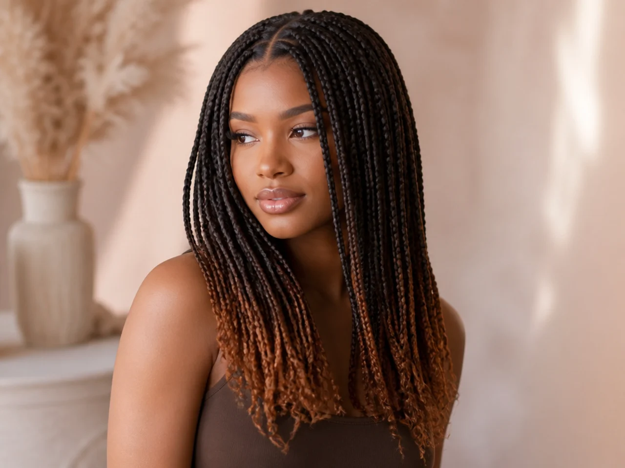 Medium braids with coloured tips