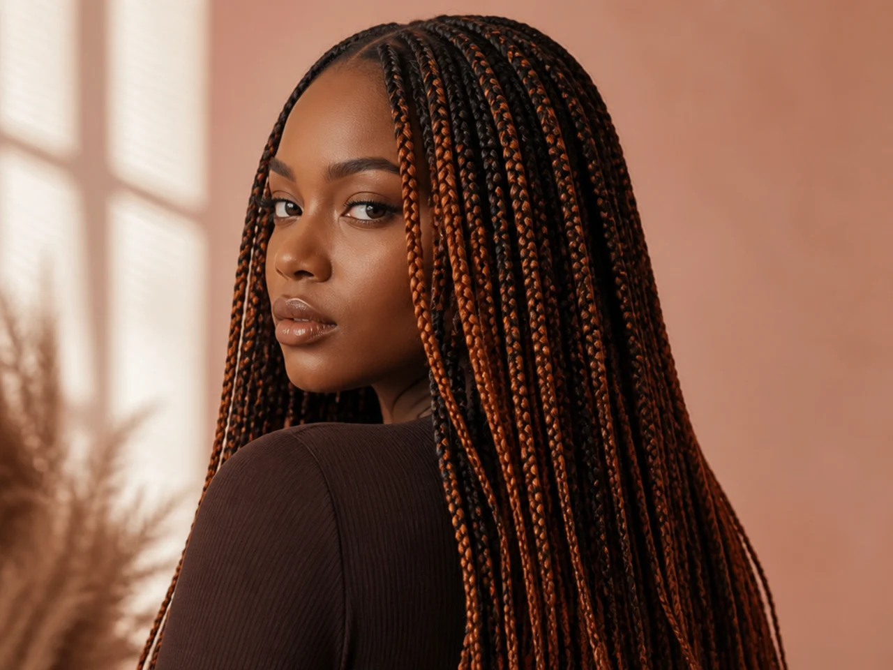 Medium braids with copper highlights