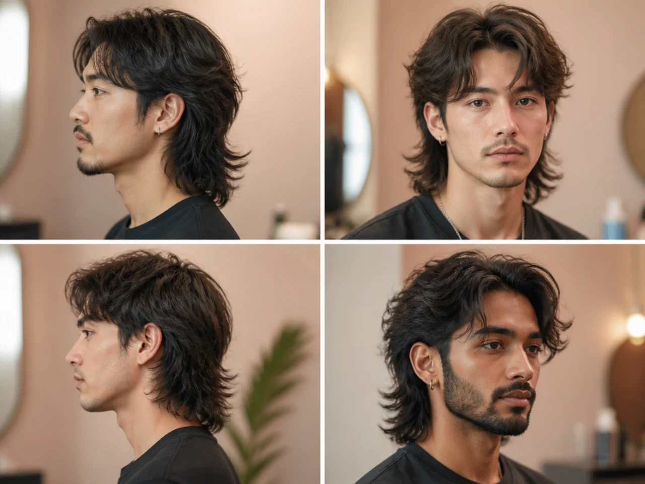 Long comma mullet with 5-inch top length, a dramatic front hook, and a 4-inch layered mullet at the nape