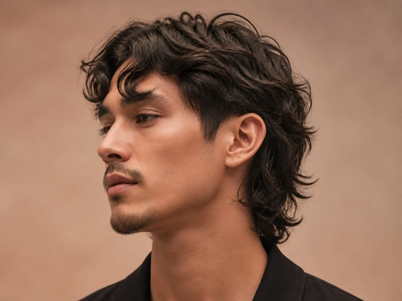 Wavy comma mullet on 2B waves with a soft front hook and a textured mullet at the nape
