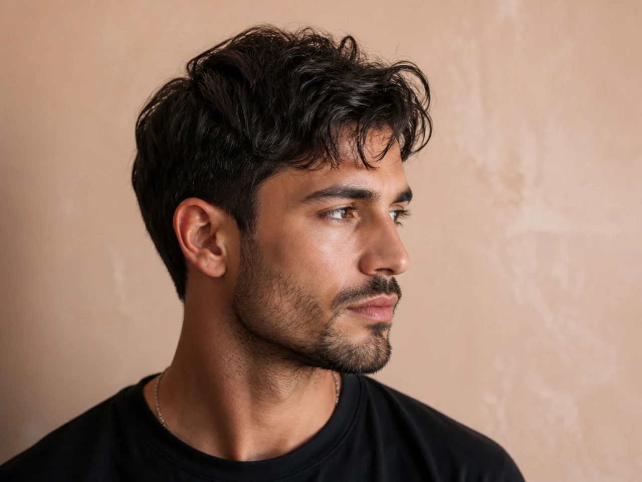 Textured comma haircut with chunky point-cut layers and a matte finish on the top