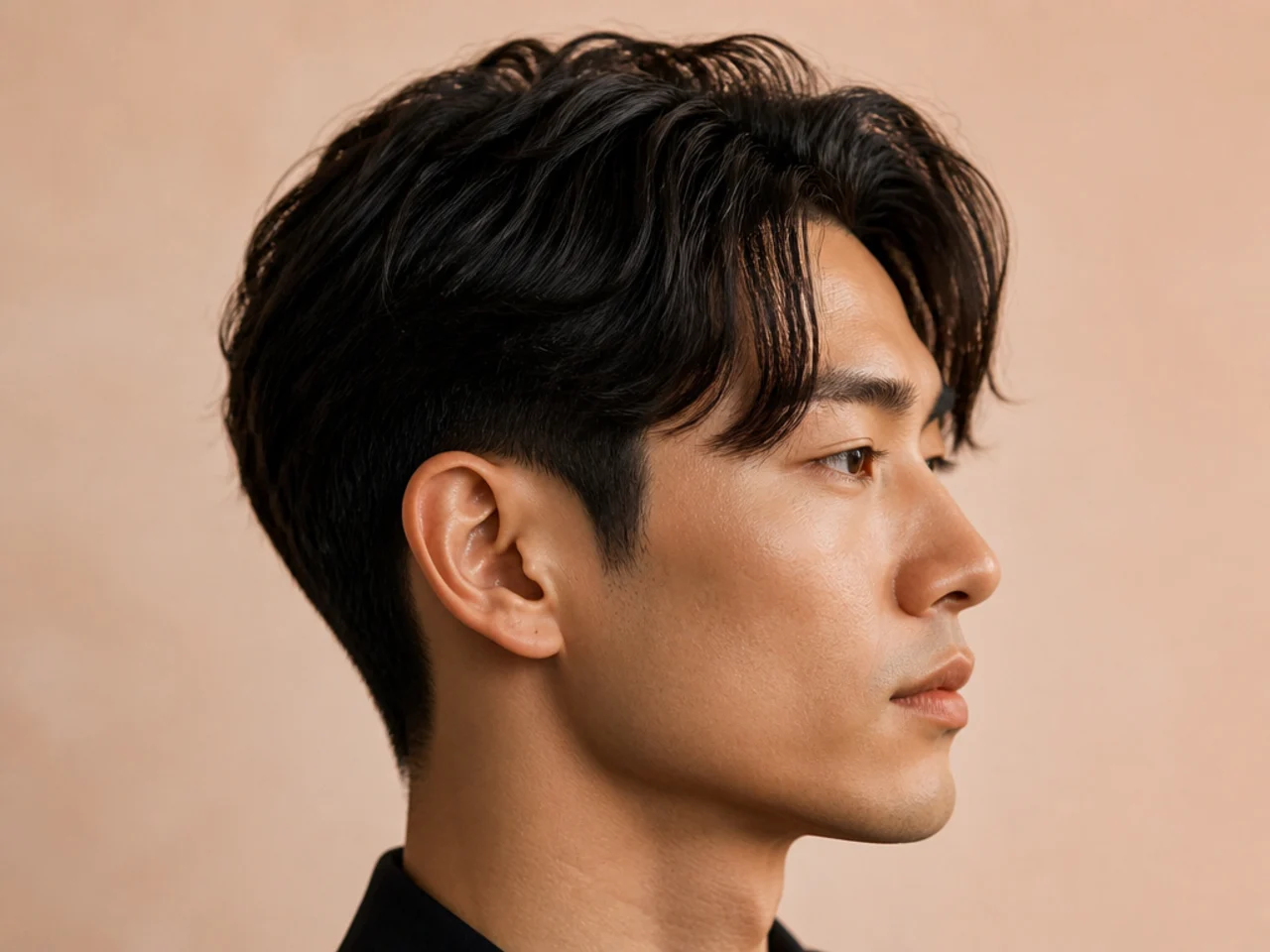 Tapered length comma with graduated top layers that run longer toward the front