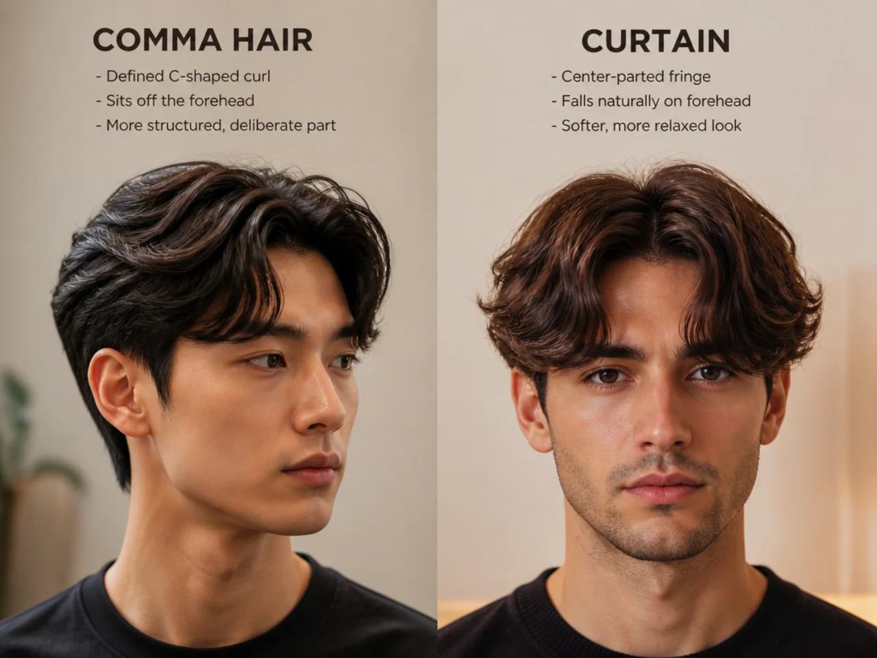 Comma Hair vs Curtain