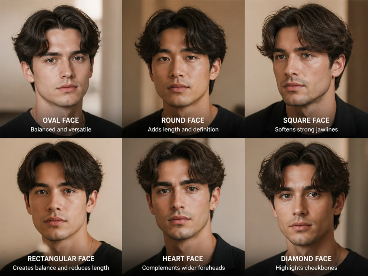 What face shape suits comma hair?