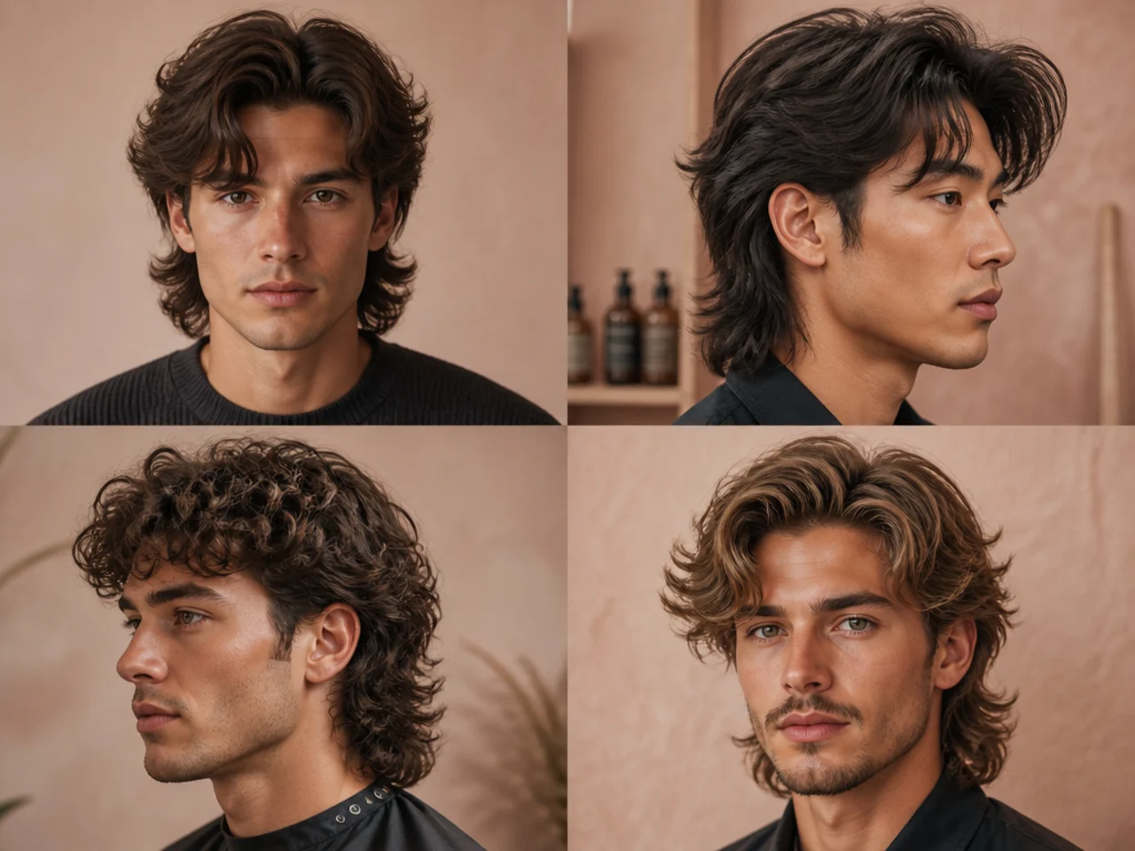 Blowout comma mullet with heavy root volume, a defined front comma, and a puffy mullet drop at the nape