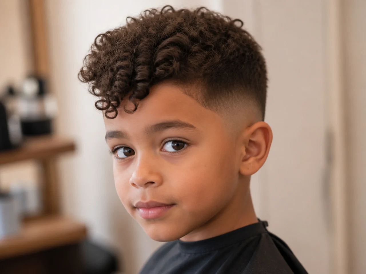 A boy with a textured crop and curly front