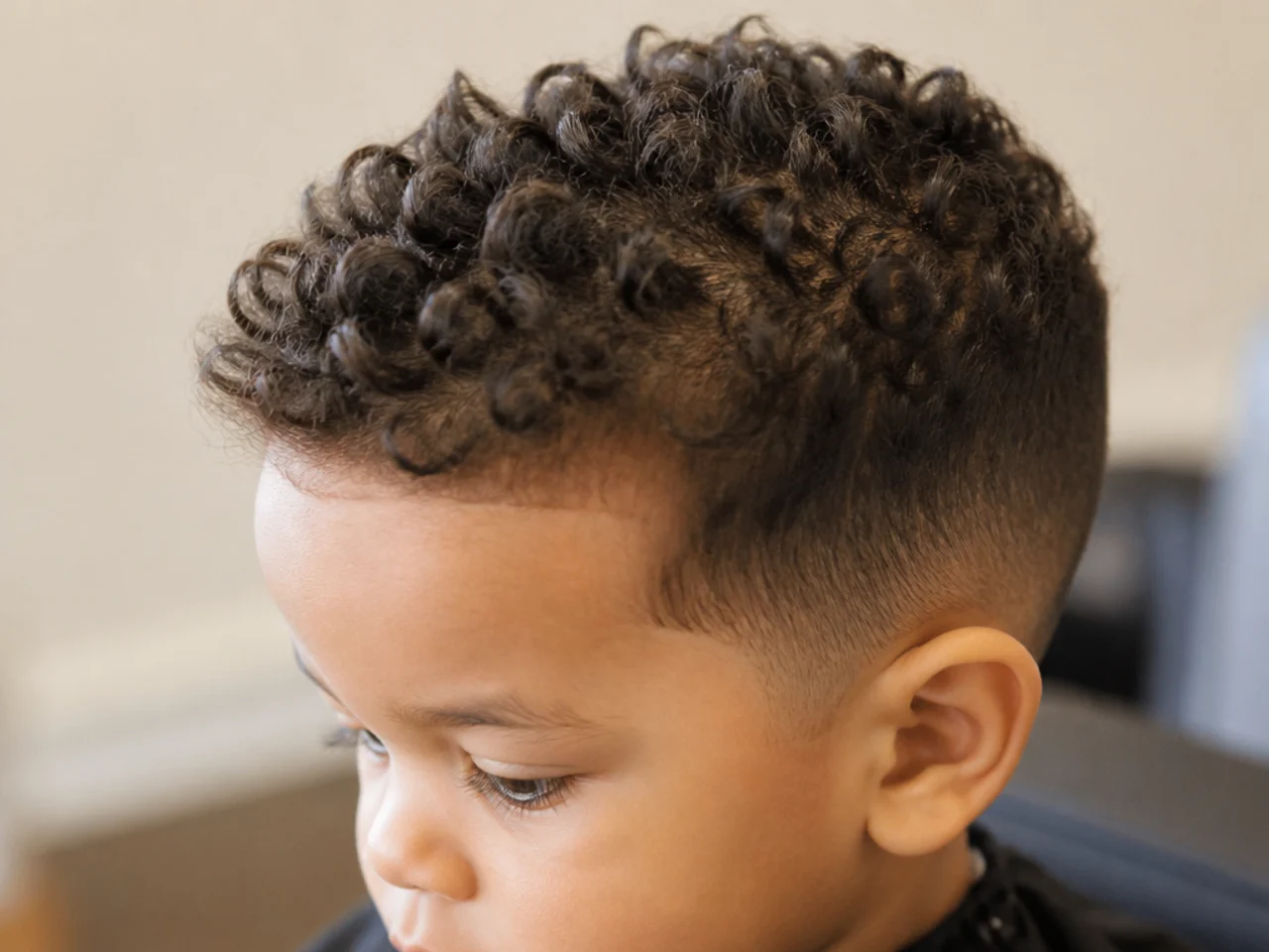 A toddler with a short wavy top