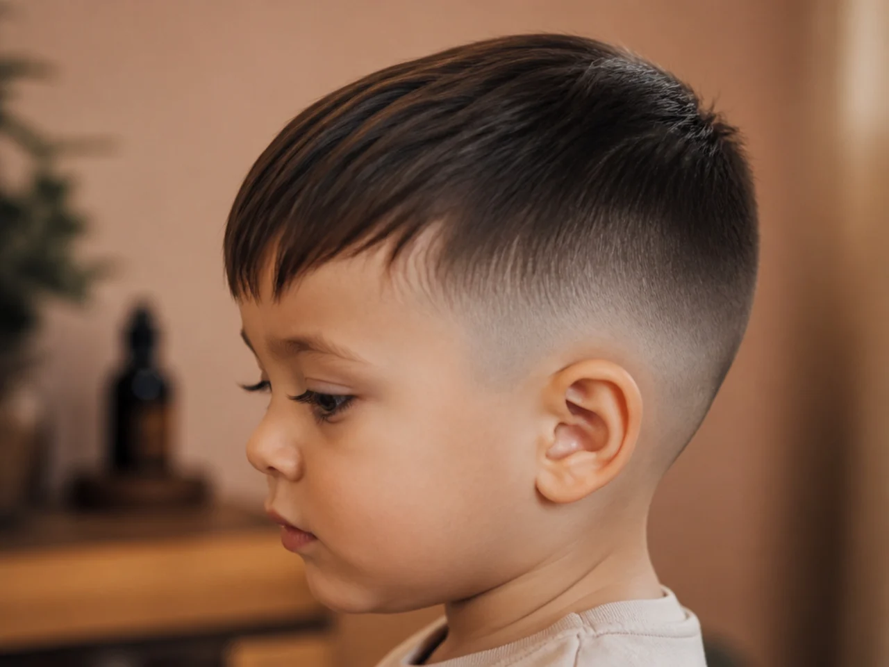 A toddler haircut with a fringe lying flat after a nap