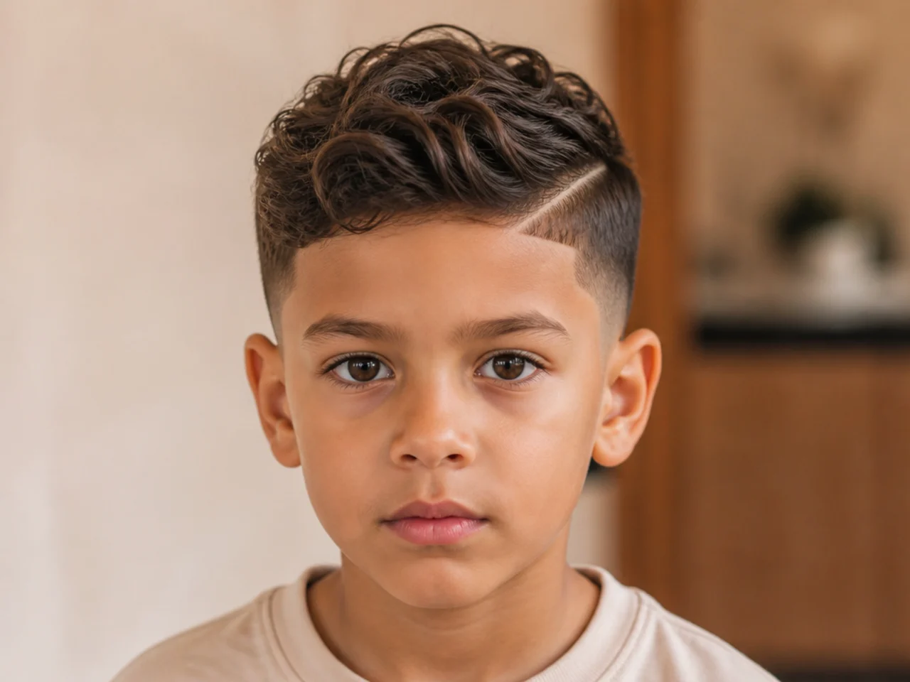 A boy with a burst taper curving behind the ear