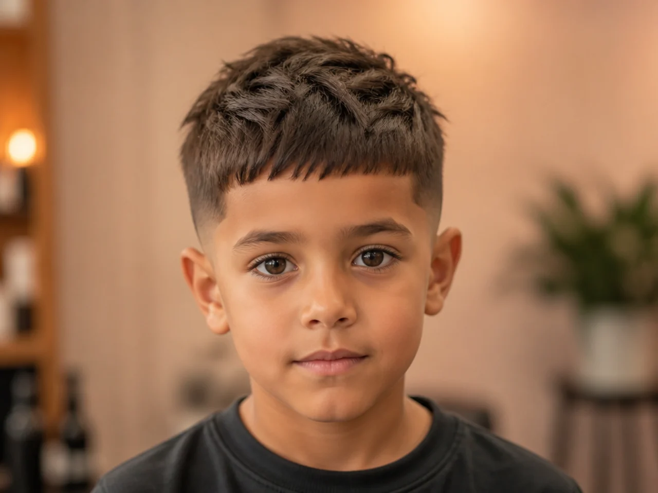 A boy with a textured crop and a low taper