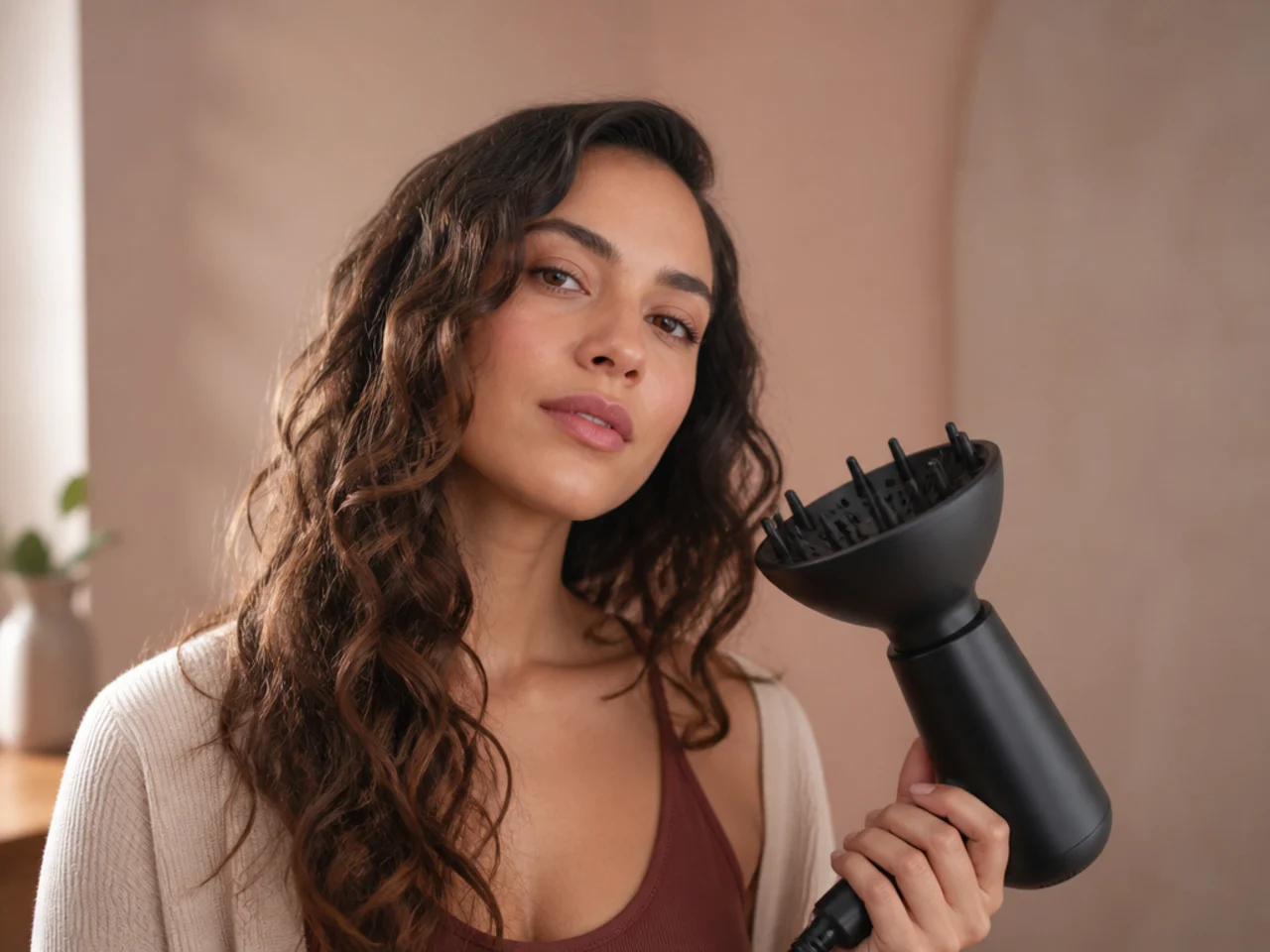 A diffuser cupped and held still