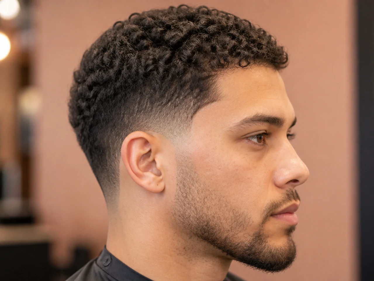 Young boy with a curly buzz cut showing tight even curl pattern