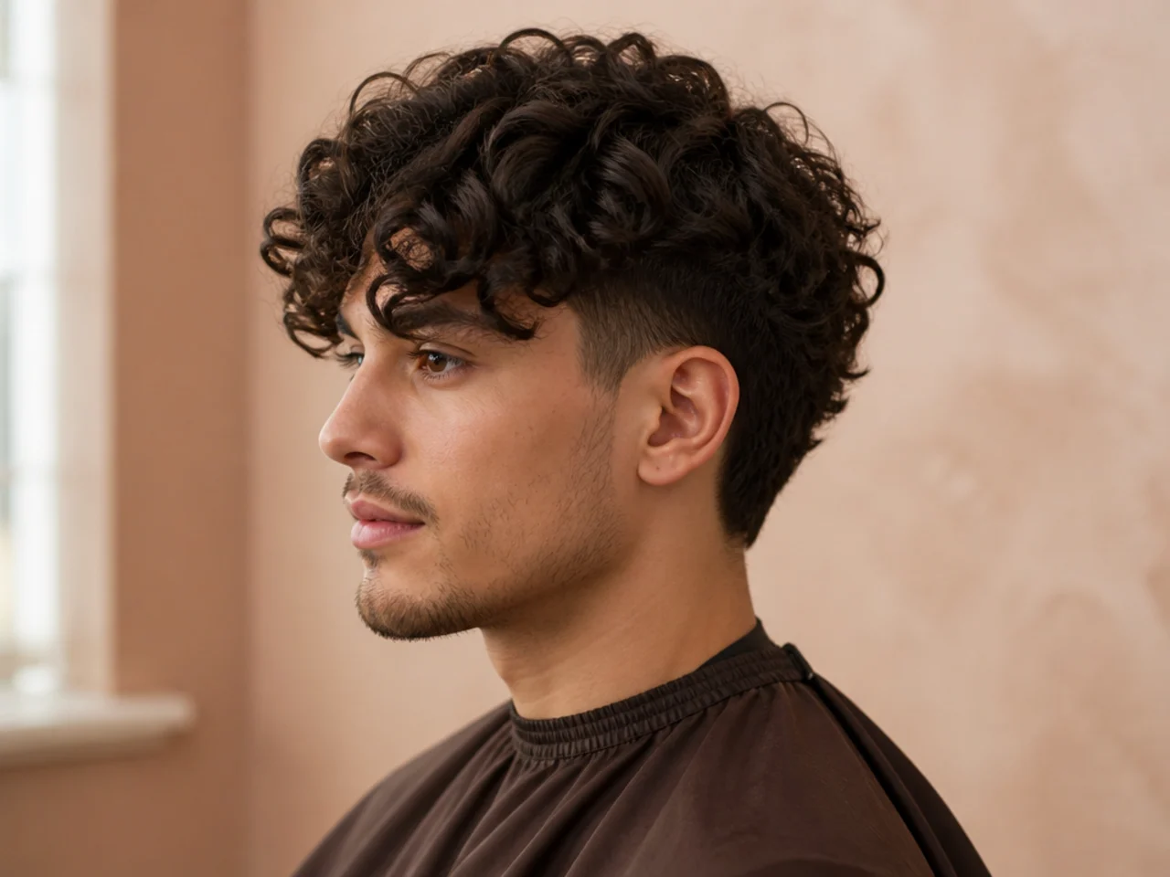 Young boy with long loose curls falling naturally with softly tapered sides