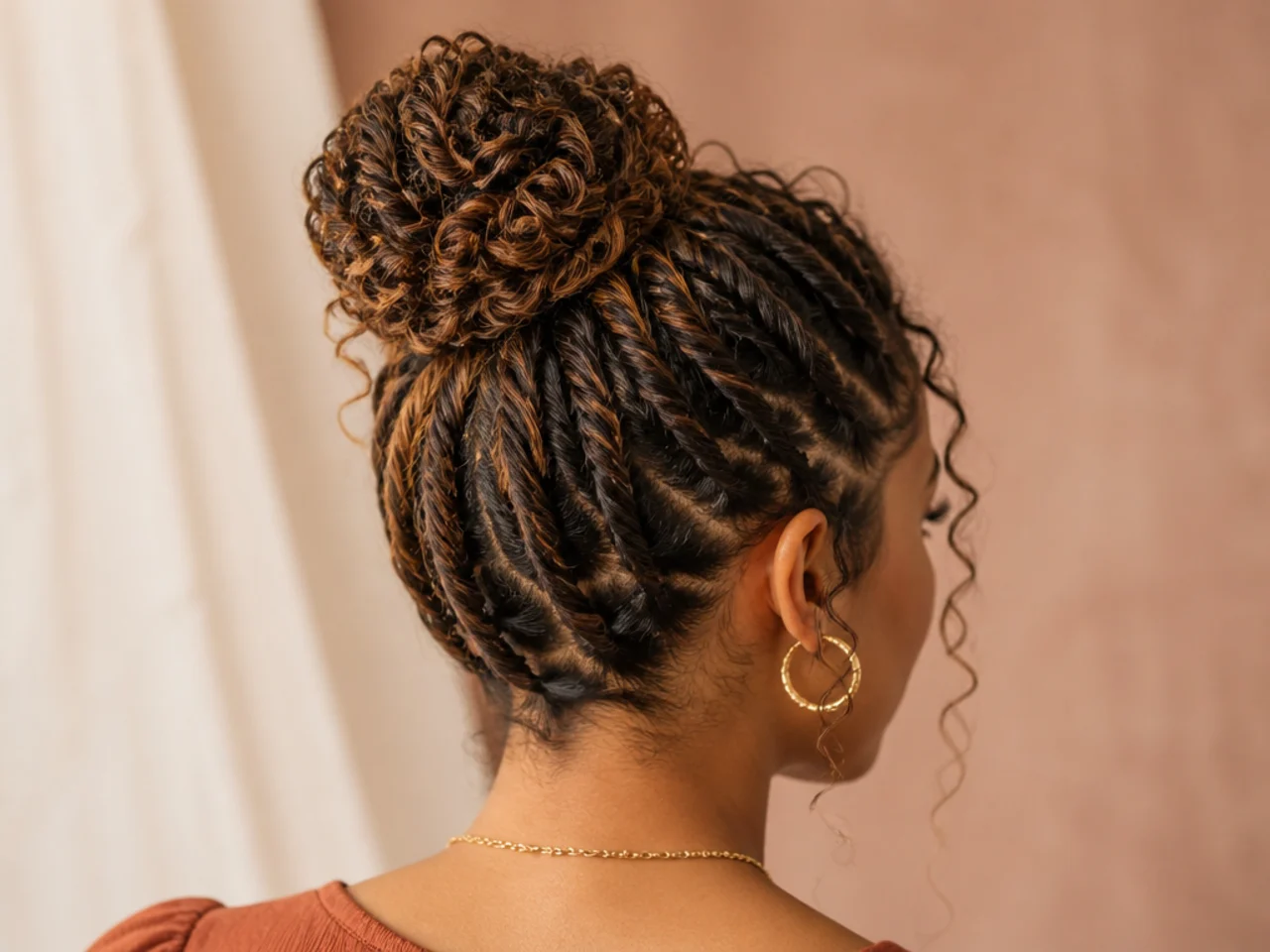 A twisted curly bun