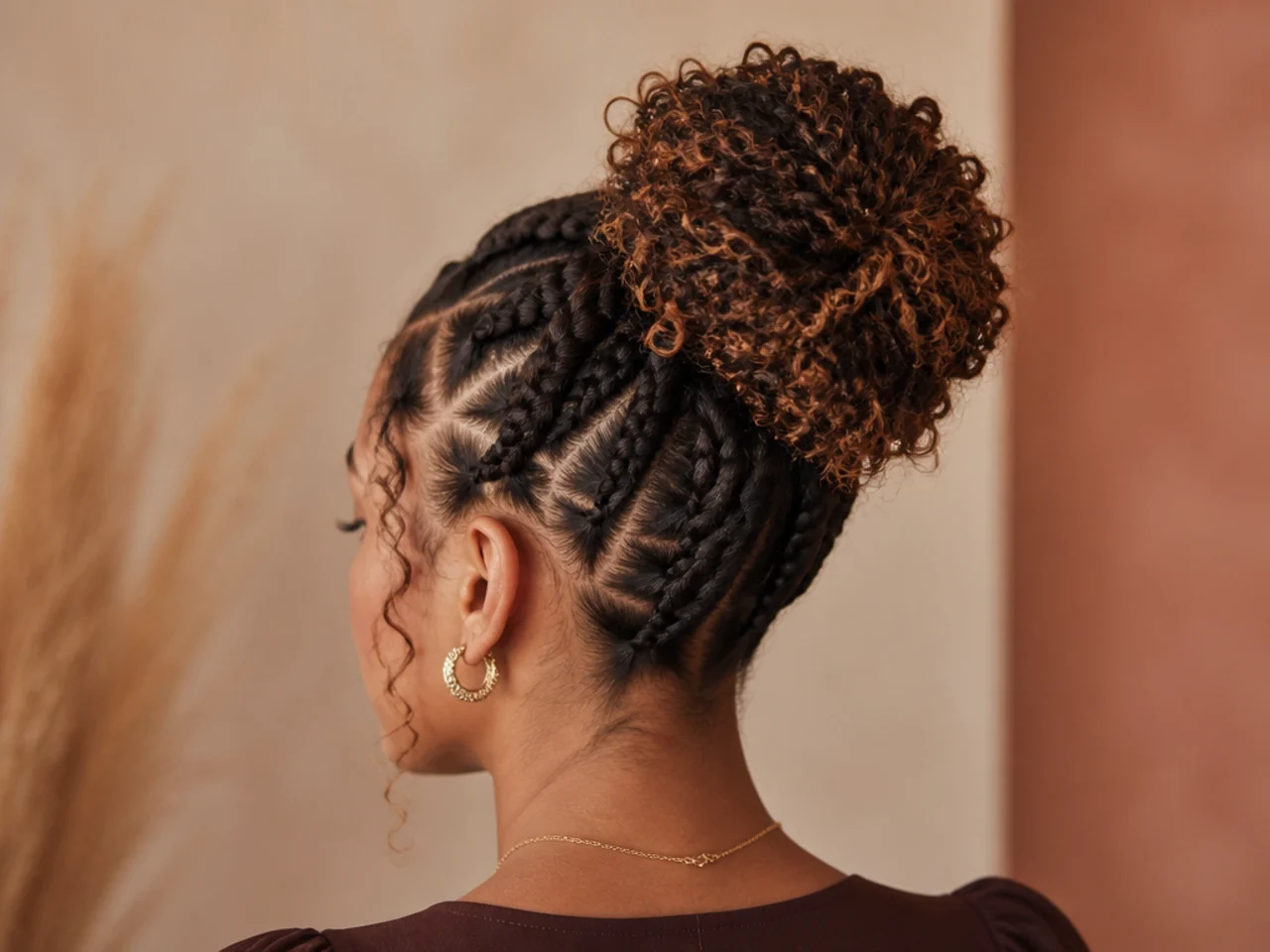 A braided curly bun
