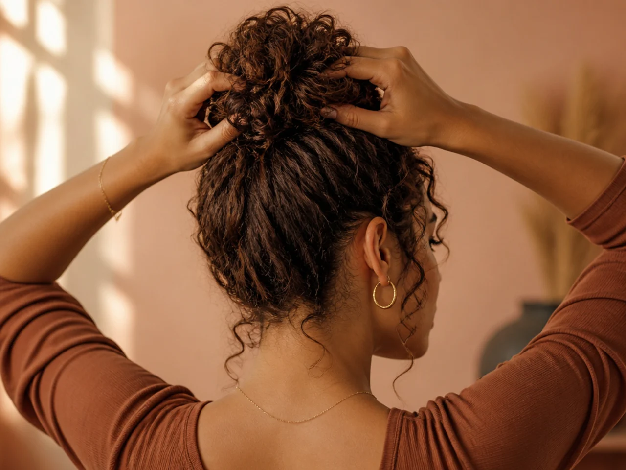 Curls gathered by hand without a brush