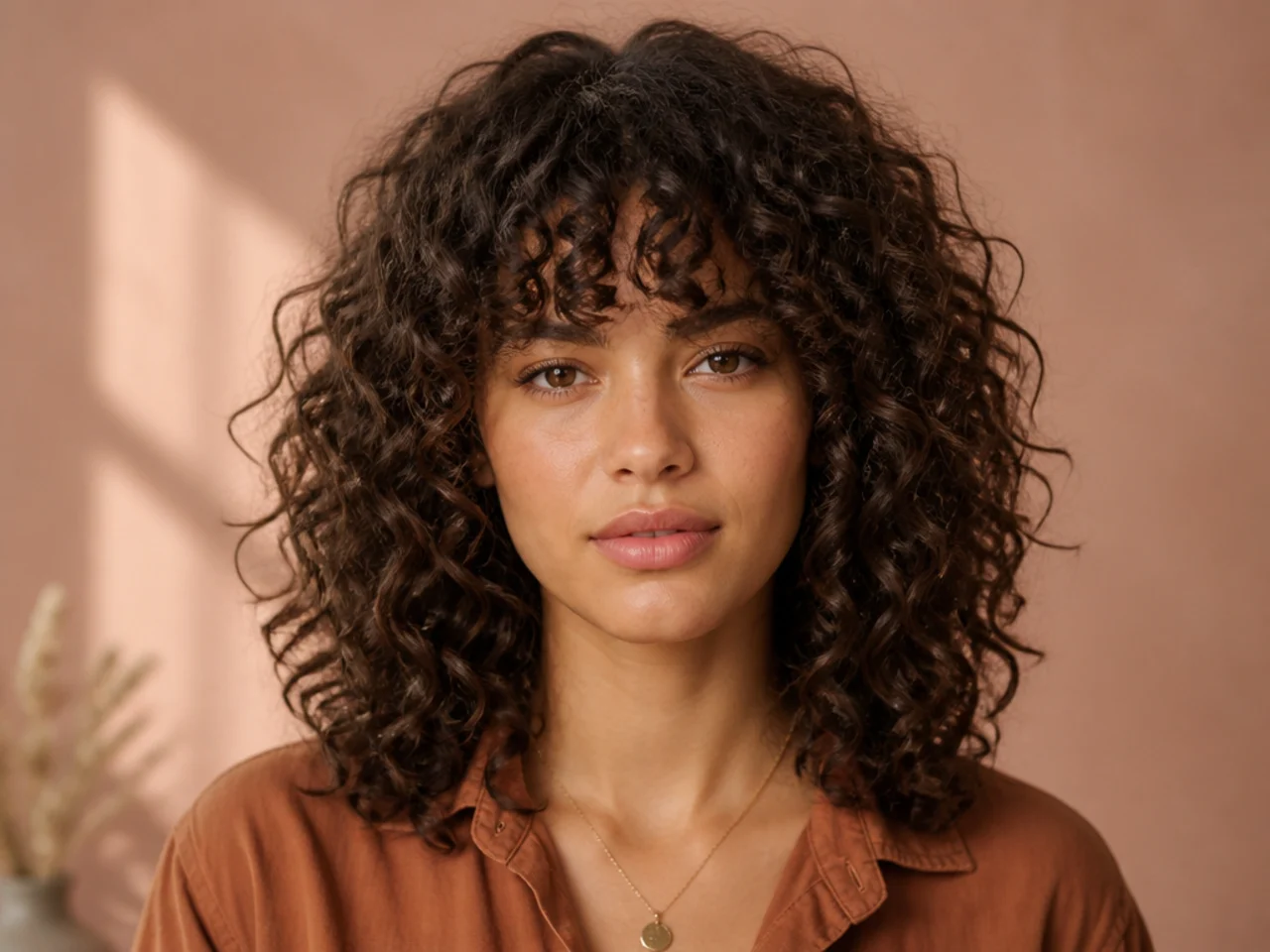 A full dense curly fringe