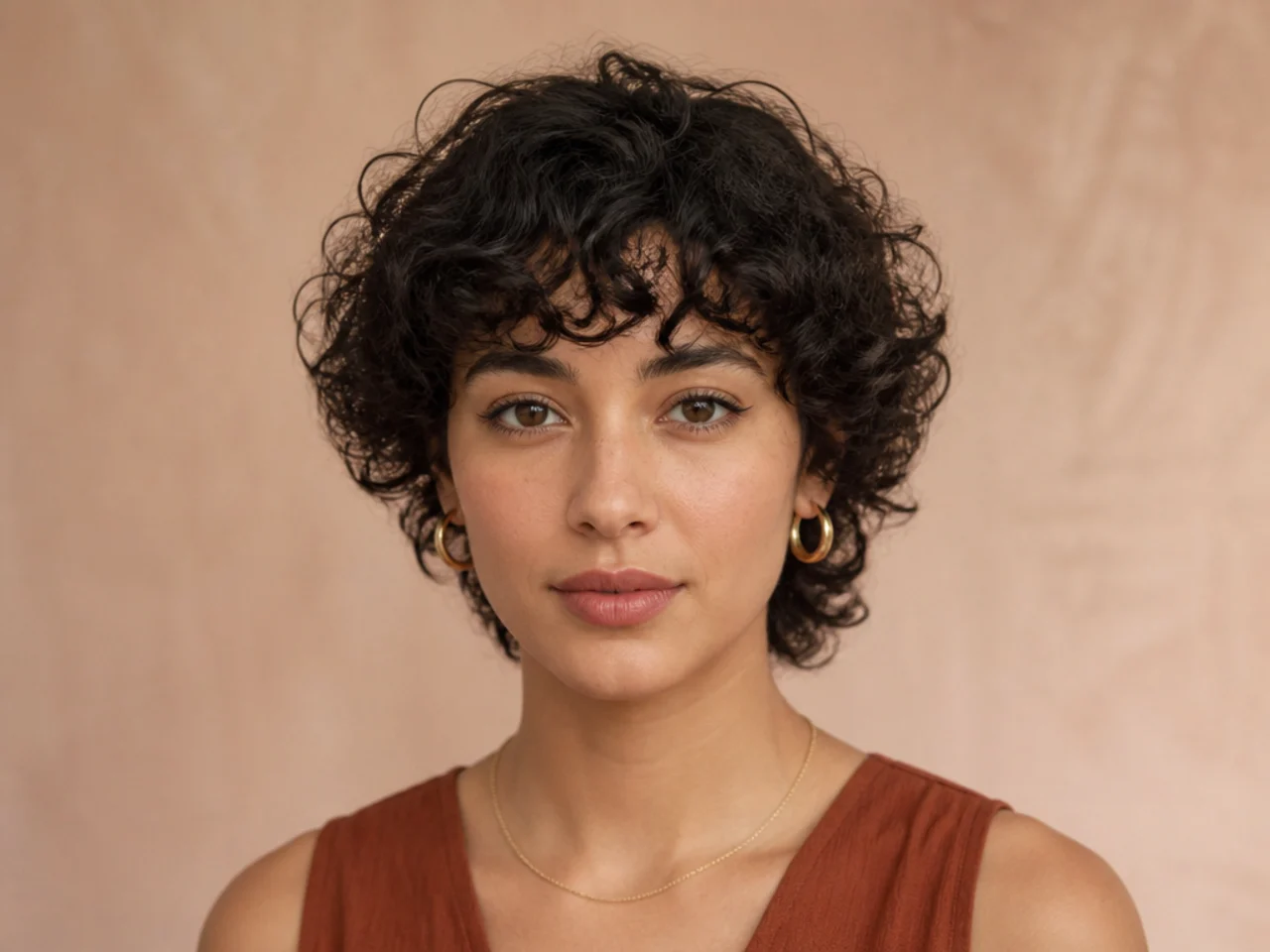 Curly bangs on a tapered cut