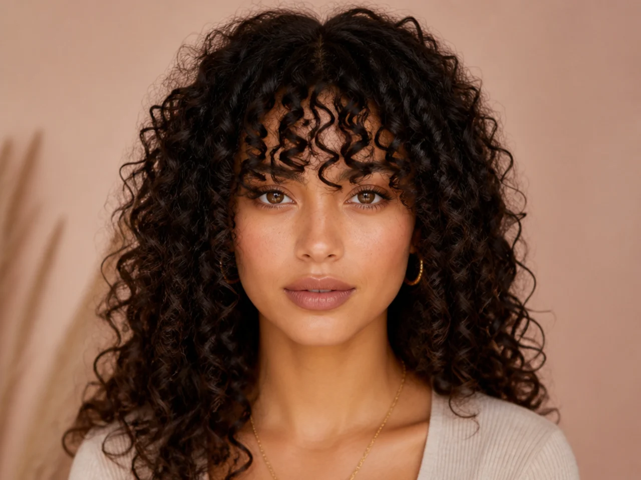Tight corkscrew curly fringe