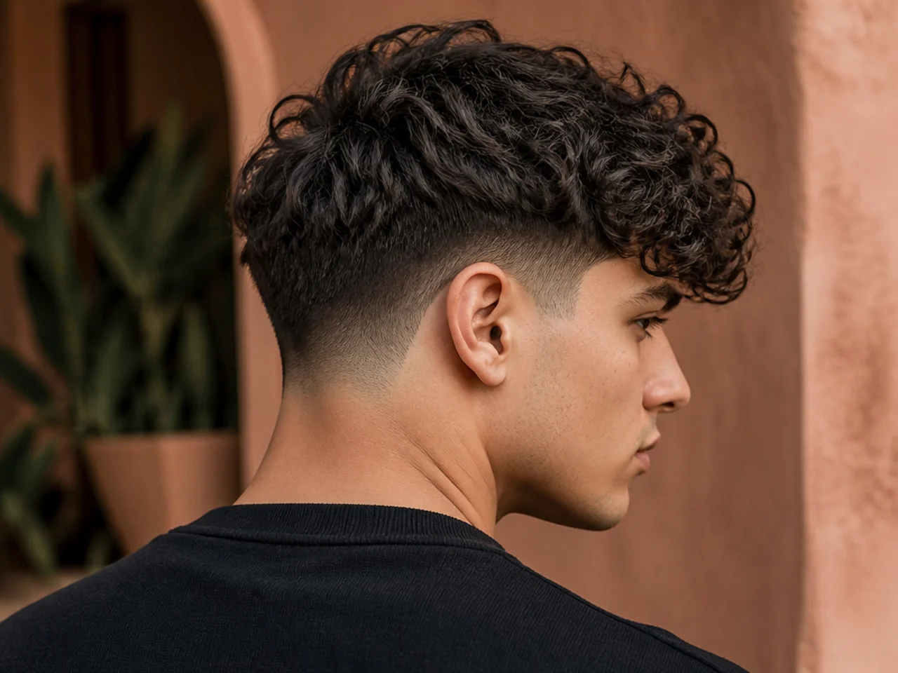 A curly fringe with clearly defined curl ends