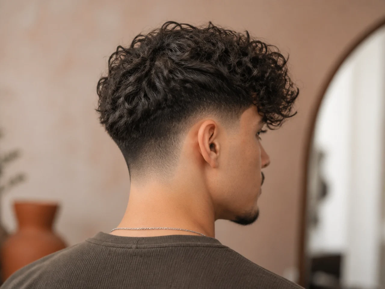 A grown-out curly fringe at week six