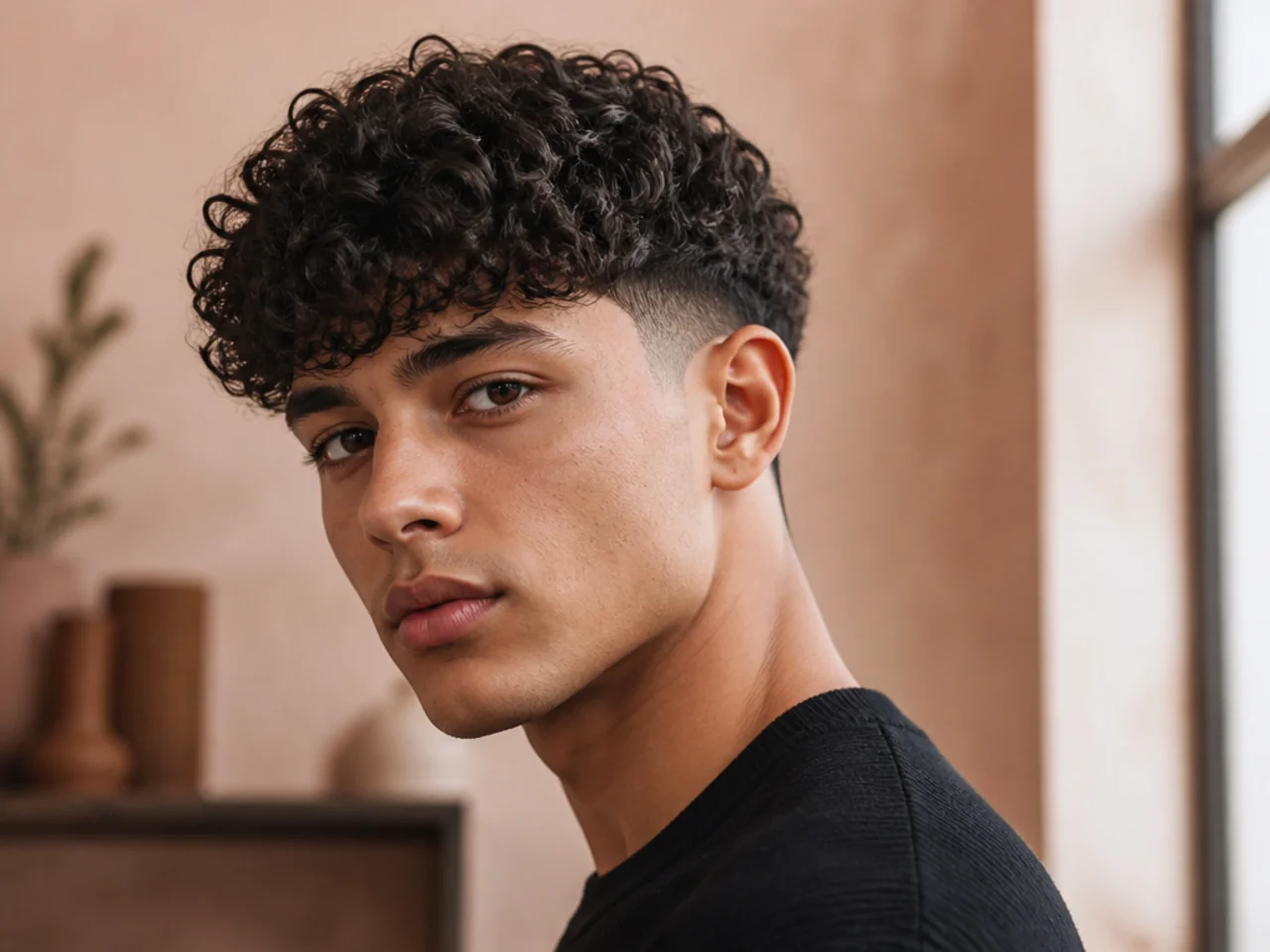 A curly fringe above a low taper
