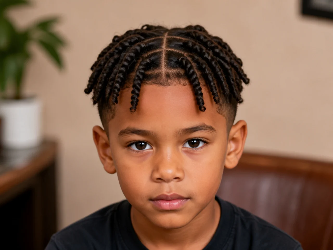 A boy with two-strand twists in his hair