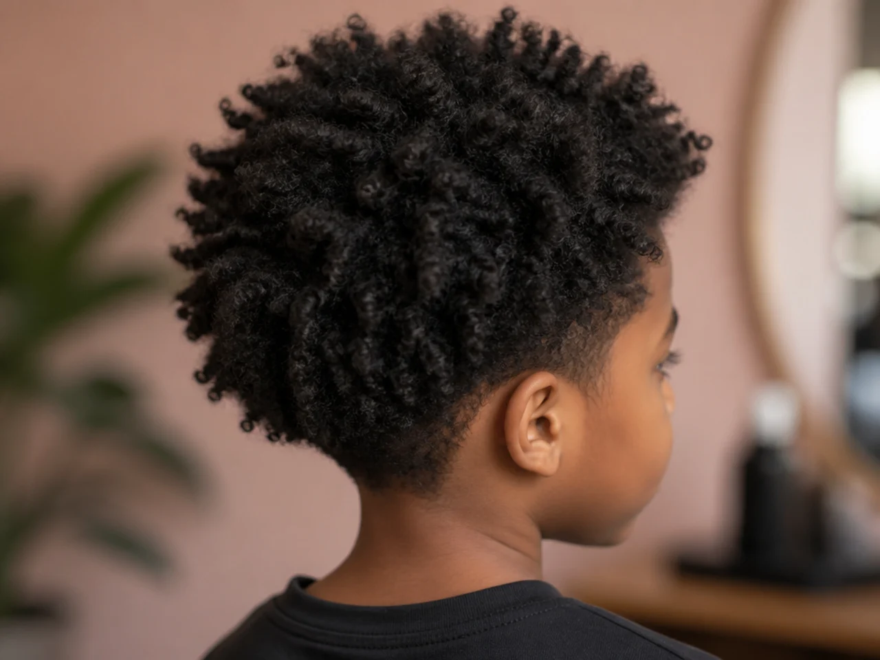 A boy with freeform natural coils