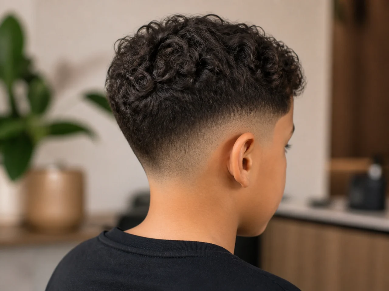 Back view of a boy with a low fade and short nape
