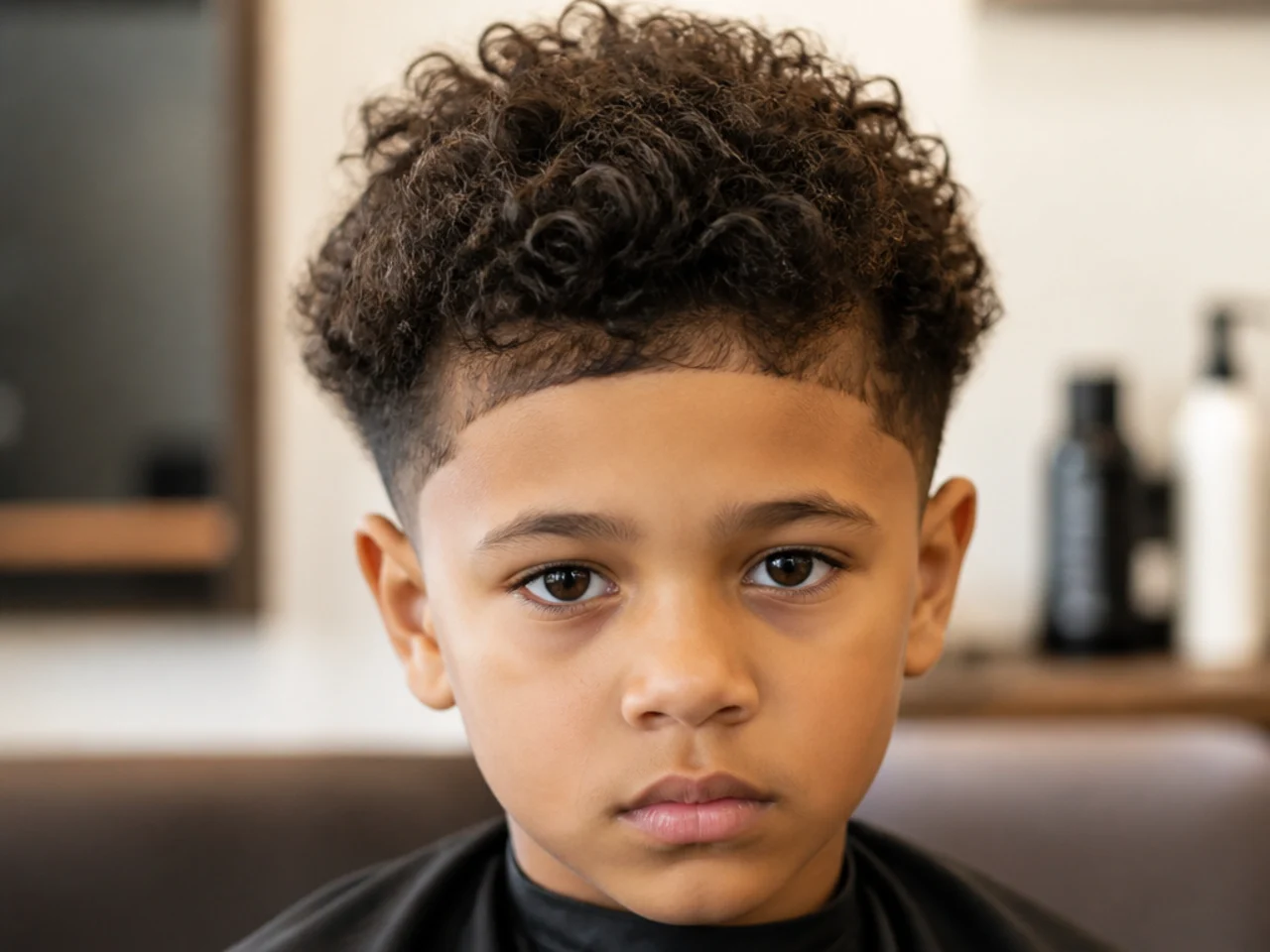 A boy's curly fade grown out and losing its shape